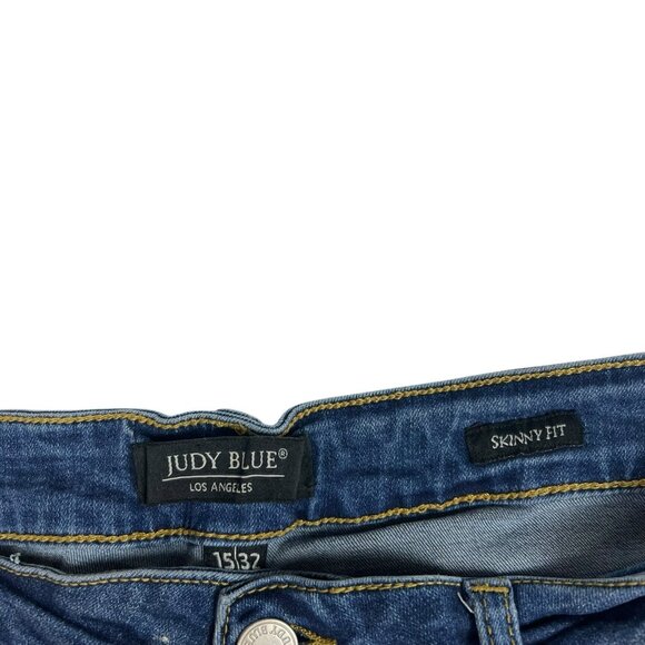 Judy Blue Skinny Fit Jeans Size 15/32 Distressed Mariah Serape Rainbow Patch - Picture 8 of 13